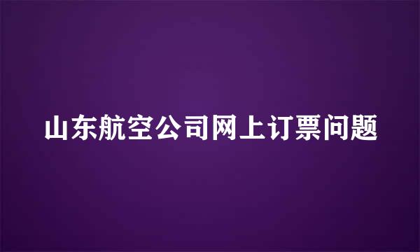 山东航空公司网上订票问题