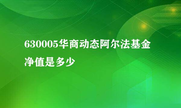 630005华商动态阿尔法基金净值是多少