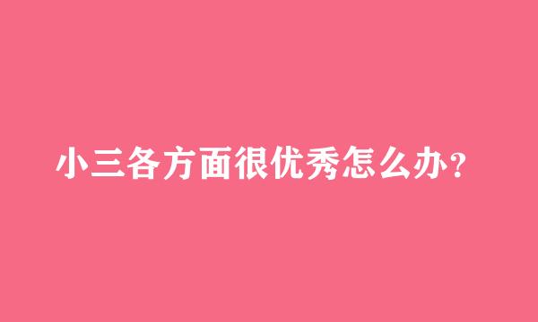 小三各方面很优秀怎么办？