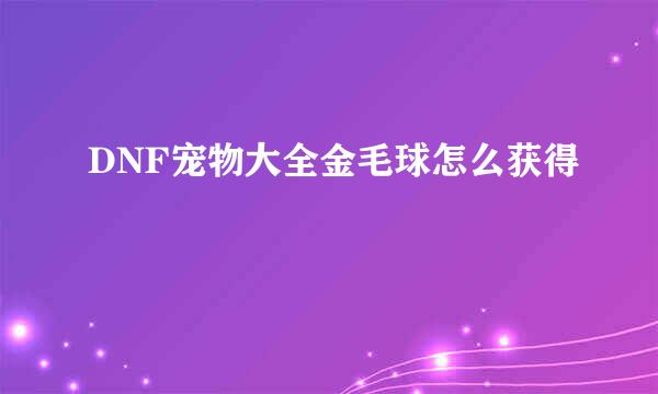 DNF宠物大全金毛球怎么获得