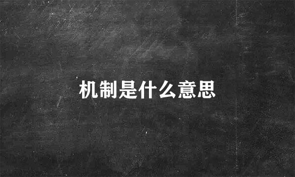 机制是什么意思