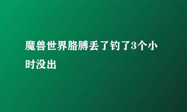 魔兽世界胳膊丢了钓了3个小时没出