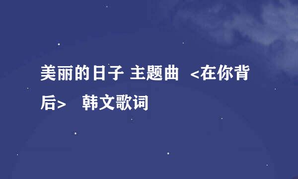 美丽的日子 主题曲  <在你背后>   韩文歌词