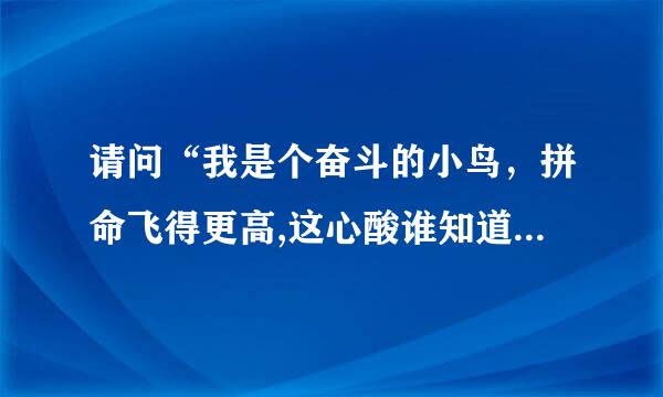 请问“我是个奋斗的小鸟，拼命飞得更高,这心酸谁知道”歌名是什么？