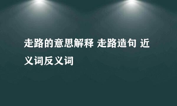 走路的意思解释 走路造句 近义词反义词