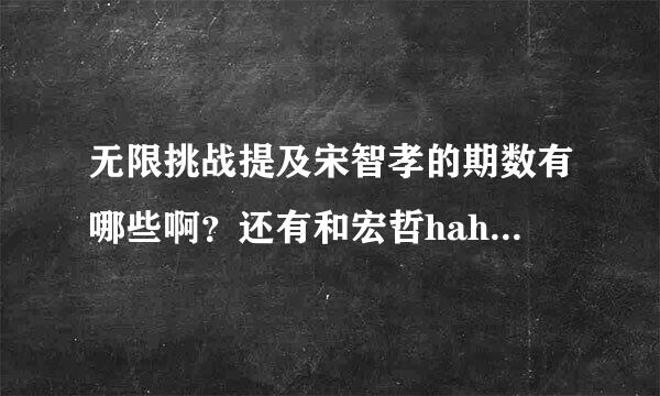 无限挑战提及宋智孝的期数有哪些啊？还有和宏哲haha的互动的期数？