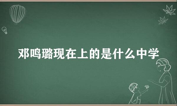 邓鸣璐现在上的是什么中学