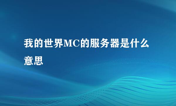 我的世界MC的服务器是什么意思