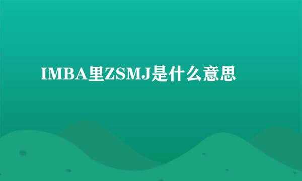 IMBA里ZSMJ是什么意思