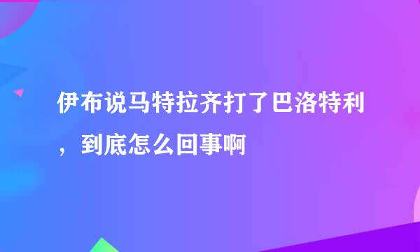 伊布说马特拉齐打了巴洛特利，到底怎么回事啊