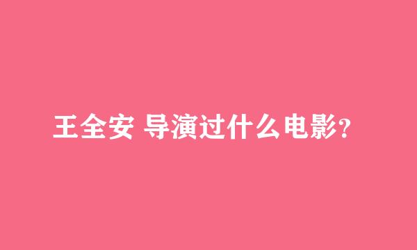 王全安 导演过什么电影？