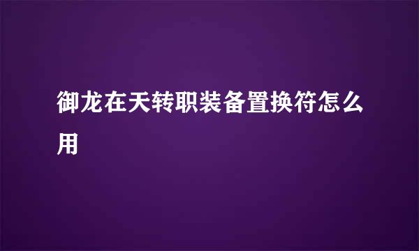 御龙在天转职装备置换符怎么用