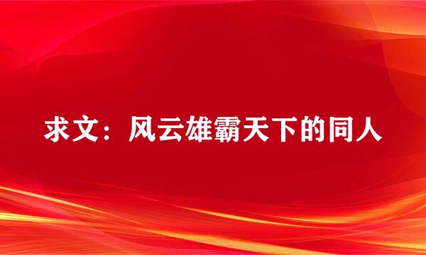 求文：风云雄霸天下的同人