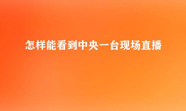 怎样能看到中央一台现场直播