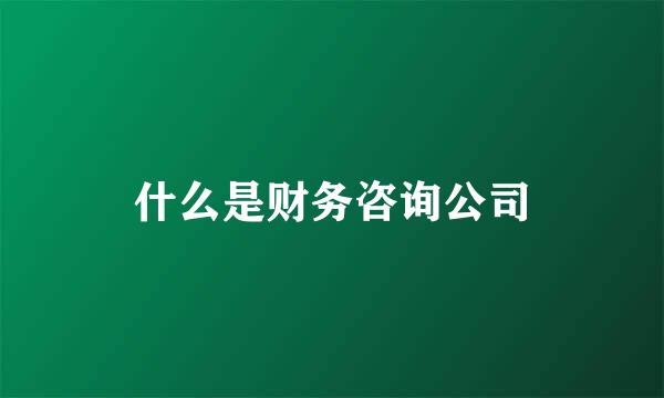 什么是财务咨询公司