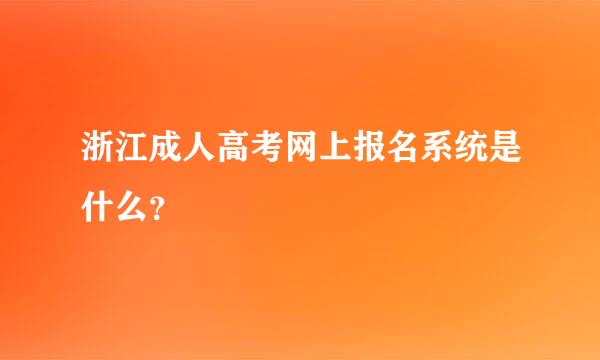 浙江成人高考网上报名系统是什么？