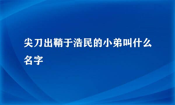 尖刀出鞘于浩民的小弟叫什么名字