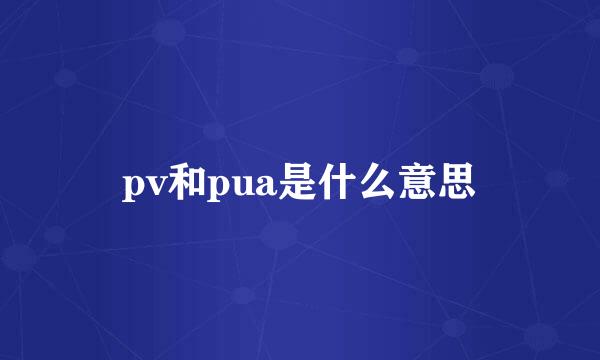 pv和pua是什么意思