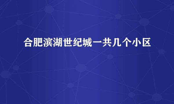 合肥滨湖世纪城一共几个小区