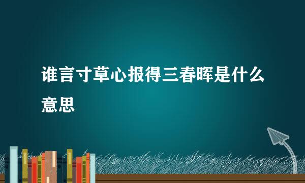 谁言寸草心报得三春晖是什么意思