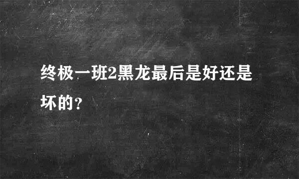 终极一班2黑龙最后是好还是坏的？