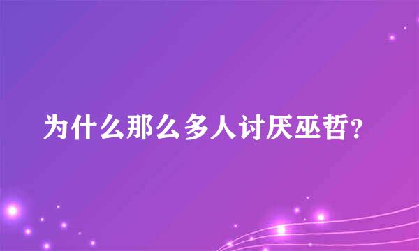 为什么那么多人讨厌巫哲？