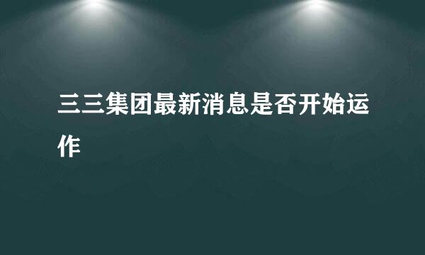 三三集团最新消息是否开始运作