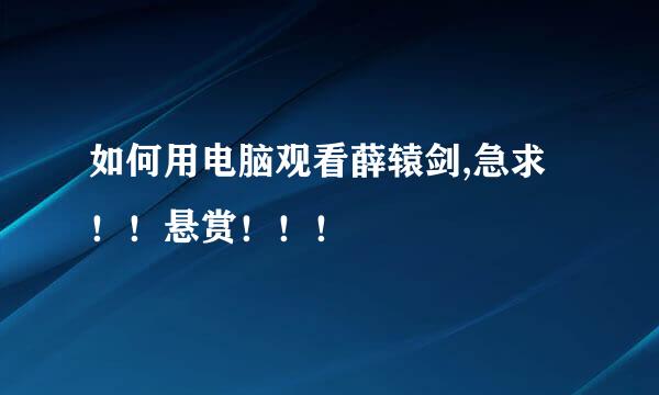 如何用电脑观看薛辕剑,急求！！悬赏！！！