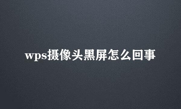 wps摄像头黑屏怎么回事