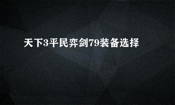 天下3平民弈剑79装备选择