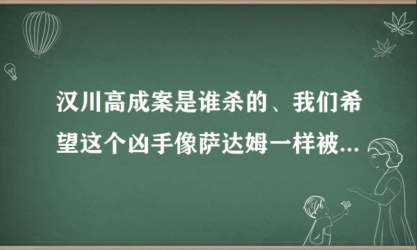 汉川高成案是谁杀的、我们希望这个凶手像萨达姆一样被吊死。。。。。。。。。。。。。。