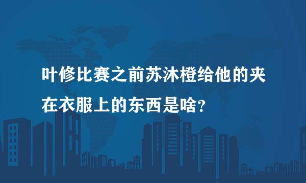 叶修比赛之前苏沐橙给他的夹在衣服上的东西是啥？