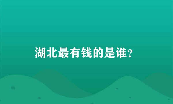 湖北最有钱的是谁？