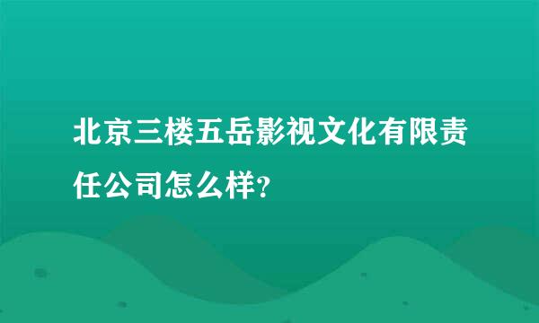 北京三楼五岳影视文化有限责任公司怎么样？