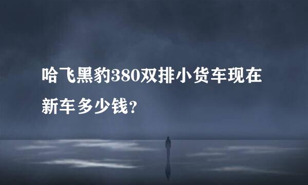 哈飞黑豹380双排小货车现在新车多少钱？