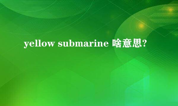 yellow submarine 啥意思?