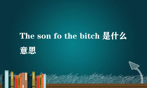 The son fo the bitch 是什么意思