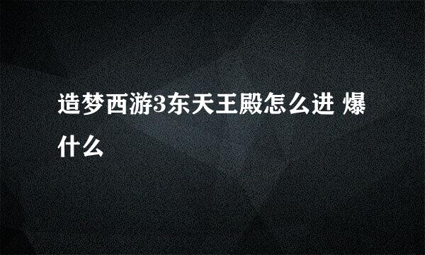 造梦西游3东天王殿怎么进 爆什么