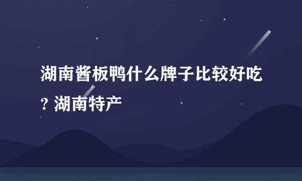 湖南酱板鸭什么牌子比较好吃? 湖南特产