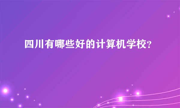 四川有哪些好的计算机学校？