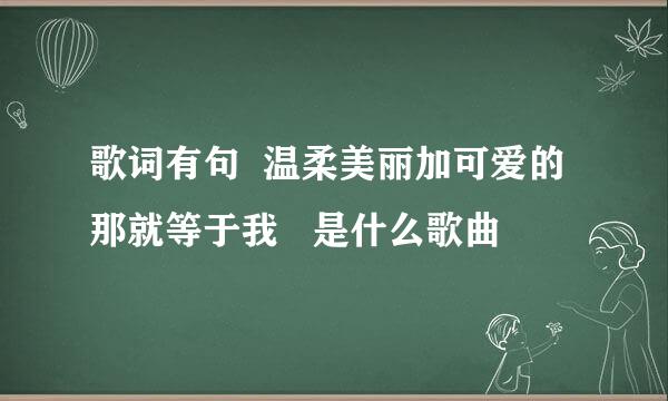 歌词有句  温柔美丽加可爱的那就等于我   是什么歌曲