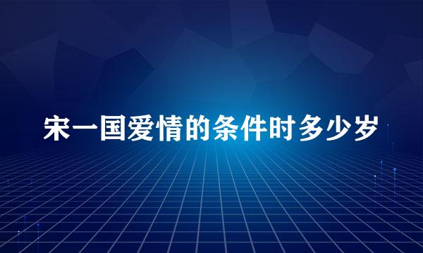 宋一国爱情的条件时多少岁