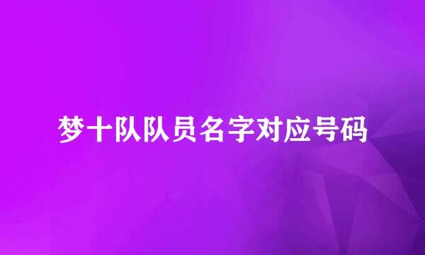 梦十队队员名字对应号码