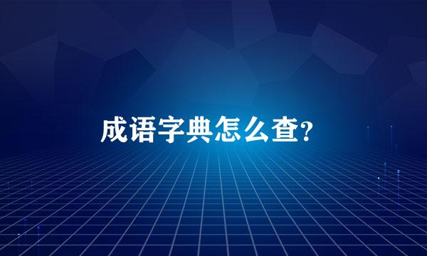 成语字典怎么查？