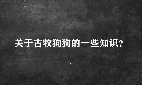 关于古牧狗狗的一些知识？