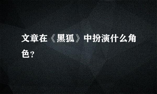 文章在《黑狐》中扮演什么角色？