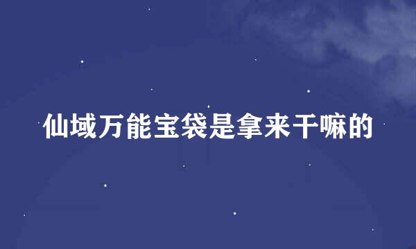 仙域万能宝袋是拿来干嘛的