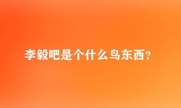 李毅吧是个什么鸟东西？