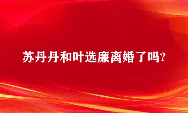 苏丹丹和叶选廉离婚了吗?