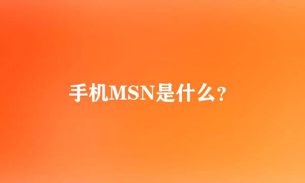 手机MSN是什么？